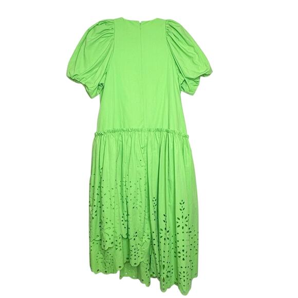 RHODE Lina Midi Dressing Neon Green Ciel Eyelet Size S NWT - Picture 7 of 16